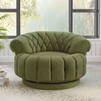 Modern Swivel Accent Chair with Thick Cushioning, Chenille Round Club Chair, 360 Rotating Barrel Chair for Living Room or Apartment-Panipeachy