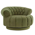 Modern Swivel Accent Chair with Thick Cushioning, Chenille Round Club Chair, 360 Rotating Barrel Chair for Living Room or Apartment-Panipeachy