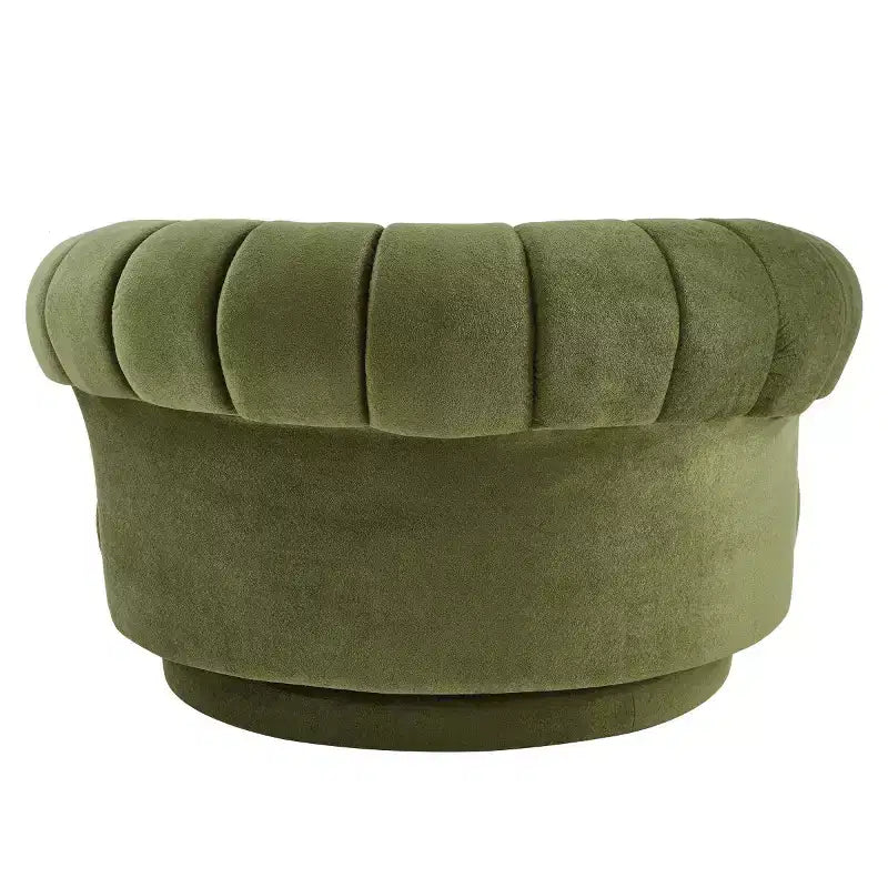 Modern Swivel Accent Chair with Thick Cushioning, Chenille Round Club Chair, 360 Rotating Barrel Chair for Living Room or Apartment-Panipeachy