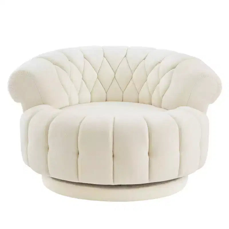 Modern Swivel Accent Chair with Thick Cushioning, Chenille Round Club Chair, 360 Rotating Barrel Chair for Living Room or Apartment-Panipeachy