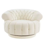 Modern Swivel Accent Chair with Thick Cushioning, Chenille Round Club Chair, 360 Rotating Barrel Chair for Living Room or Apartment-Panipeachy
