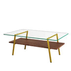 Rectangle Coffee TableGlass Coffee Table with Tempered Glass Top, Metal Legs, Modern Transparent Table for Living Room, Apartment, or Home