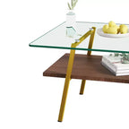 Rectangle Coffee TableGlass Coffee Table with Tempered Glass Top, Metal Legs, Modern Transparent Table for Living Room, Apartment, or Home