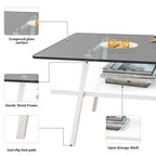 Rectangle Coffee TableGlass Coffee Table with Tempered Glass Top, Metal Legs, Modern Transparent Table for Living Room, Apartment, or Home