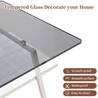 Rectangle Coffee TableGlass Coffee Table with Tempered Glass Top, Metal Legs, Modern Transparent Table for Living Room, Apartment, or Home