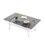 Rectangle Coffee TableGlass Coffee Table with Tempered Glass Top, Metal Legs, Modern Transparent Table for Living Room, Apartment, or Home