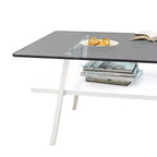 Rectangle Coffee TableGlass Coffee Table with Tempered Glass Top, Metal Legs, Modern Transparent Table for Living Room, Apartment, or Home