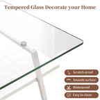Rectangle Coffee TableGlass Coffee Table with Tempered Glass Top, Metal Legs, Modern Transparent Table for Living Room, Apartment, or Home