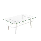 Rectangle Coffee TableGlass Coffee Table with Tempered Glass Top, Metal Legs, Modern Transparent Table for Living Room, Apartment, or Home
