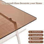 Rectangle Coffee TableGlass Coffee Table with Tempered Glass Top, Metal Legs, Modern Transparent Table for Living Room, Apartment, or Home