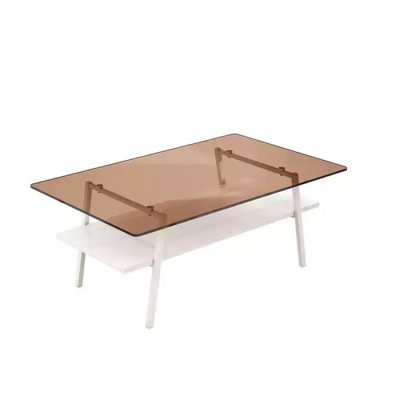 Rectangle Coffee TableGlass Coffee Table with Tempered Glass Top, Metal Legs, Modern Transparent Table for Living Room, Apartment, or Home