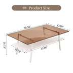 Rectangle Coffee TableGlass Coffee Table with Tempered Glass Top, Metal Legs, Modern Transparent Table for Living Room, Apartment, or Home