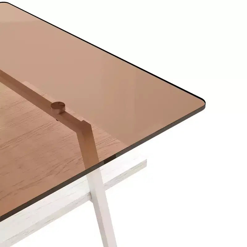 Rectangle Coffee TableGlass Coffee Table with Tempered Glass Top, Metal Legs, Modern Transparent Table for Living Room, Apartment, or Home