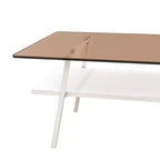 Rectangle Coffee TableGlass Coffee Table with Tempered Glass Top, Metal Legs, Modern Transparent Table for Living Room, Apartment, or Home