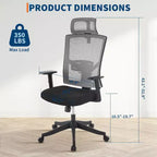 Ergonomic Office Chair ,Adjustable Mesh Desk Chair with Lumbar Support, Swivel Executive Chair on Rolling Wheels for Home, Office, Gaming