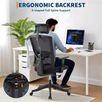 Ergonomic Office Chair ,Adjustable Mesh Desk Chair with Lumbar Support, Swivel Executive Chair on Rolling Wheels for Home, Office, Gaming