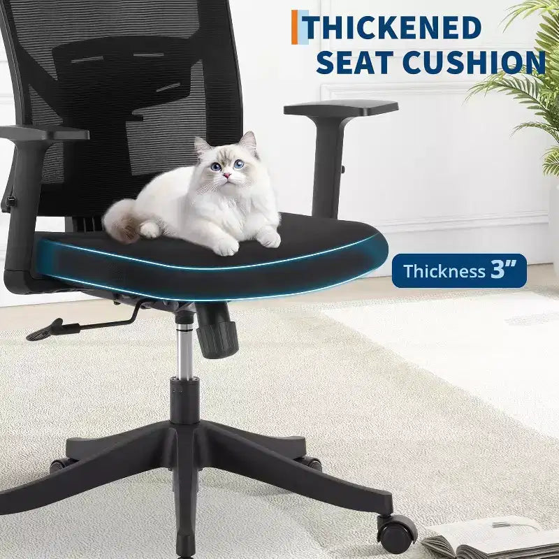 Ergonomic Office Chair ,Adjustable Mesh Desk Chair with Lumbar Support, Swivel Executive Chair on Rolling Wheels for Home, Office, Gaming