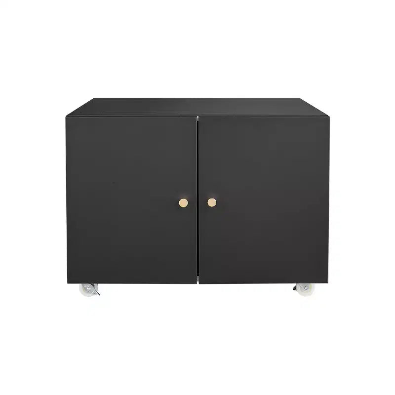COZONY Printer Stand with Storage, 3D Heavy Duty Printer Table, Adjustable Shelf, Double-Door, on Wheels, Metal Fax Machine Table for Home Office