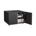 COZONY Printer Stand with Storage, 3D Heavy Duty Printer Table, Adjustable Shelf, Double-Door, on Wheels, Metal Fax Machine Table for Home Office