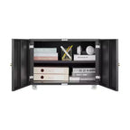 COZONY Printer Stand with Storage, 3D Heavy Duty Printer Table, Adjustable Shelf, Double-Door, on Wheels, Metal Fax Machine Table for Home Office
