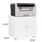 COZONY Printer Stand with Storage, 3D Heavy Duty Printer Table, Adjustable Shelf, Double-Door, on Wheels, Metal Fax Machine Table for Home Office