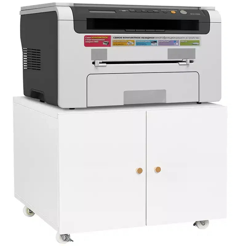 COZONY Printer Stand with Storage, 3D Heavy Duty Printer Table, Adjustable Shelf, Double-Door, on Wheels, Metal Fax Machine Table for Home Office
