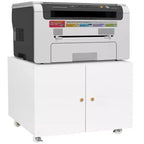 COZONY Printer Stand with Storage, 3D Heavy Duty Printer Table, Adjustable Shelf, Double-Door, on Wheels, Metal Fax Machine Table for Home Office