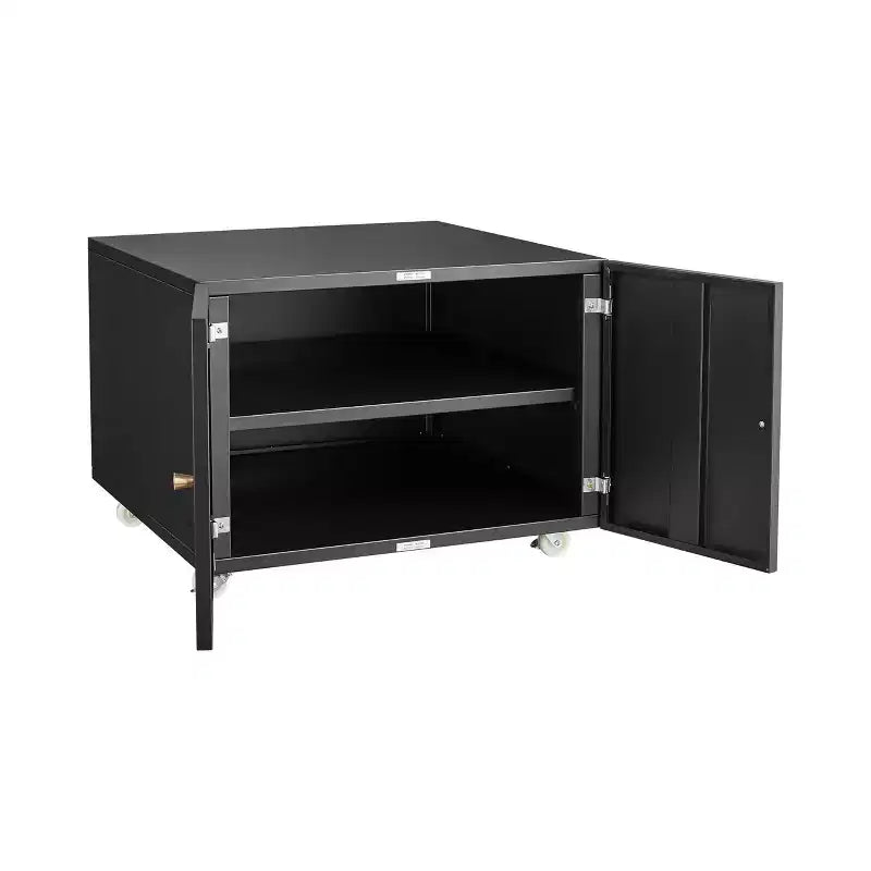 COZONY Printer Stand with Storage, 3D Heavy Duty Printer Table, Adjustable Shelf, Double-Door, on Wheels, Metal Fax Machine Table for Home Office