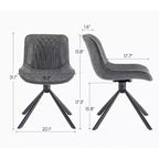 TUYOHW Modern Swivel Dining Chair Set of 2,Accent Chair with Black Metal Legs,Leather & Suede Upholstered Chair for Dining Room,Kitchen,Brown