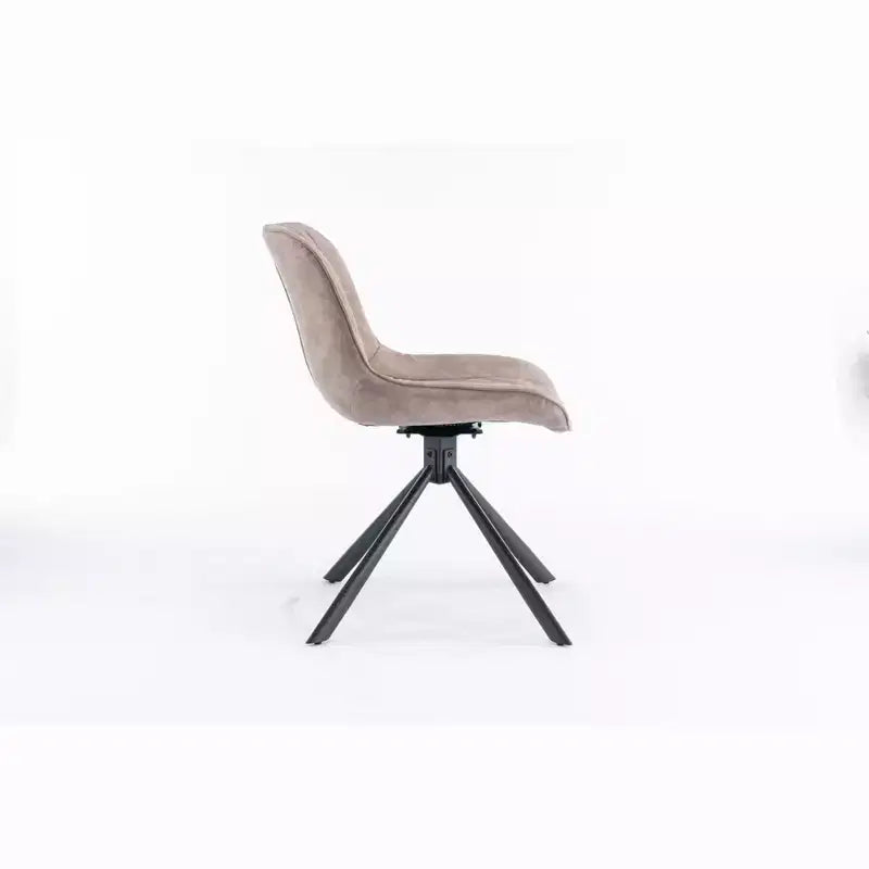 TUYOHW Modern Swivel Dining Chair Set of 2,Accent Chair with Black Metal Legs,Leather & Suede Upholstered Chair for Dining Room,Kitchen,Brown