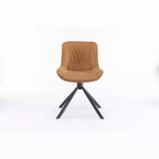 TUYOHW Modern Swivel Dining Chair Set of 2,Accent Chair with Black Metal Legs,Leather & Suede Upholstered Chair for Dining Room,Kitchen,Brown