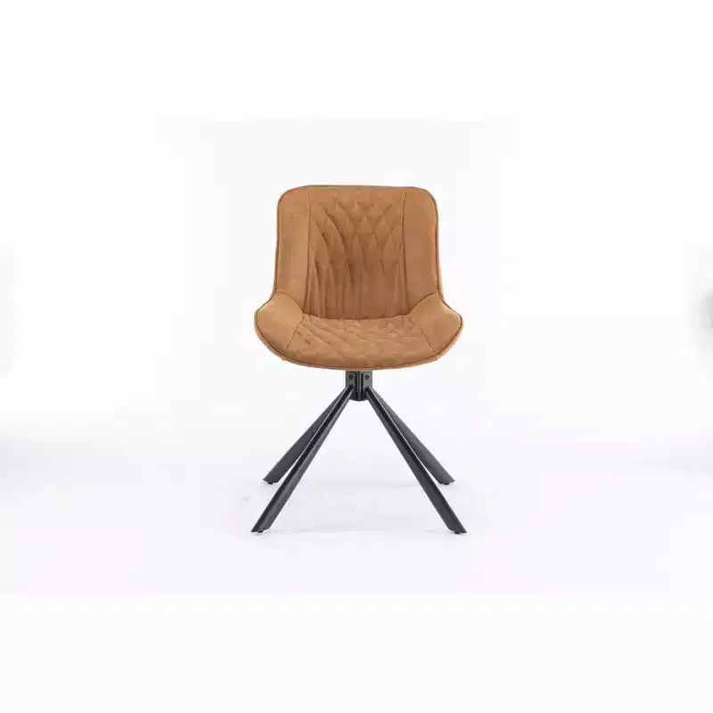 TUYOHW Modern Swivel Dining Chair Set of 2,Accent Chair with Black Metal Legs,Leather & Suede Upholstered Chair for Dining Room,Kitchen,Brown