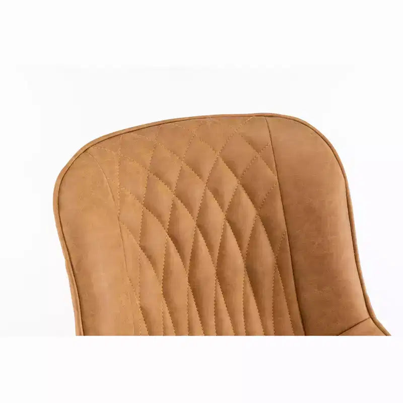 TUYOHW Modern Swivel Dining Chair Set of 2,Accent Chair with Black Metal Legs,Leather & Suede Upholstered Chair for Dining Room,Kitchen,Brown