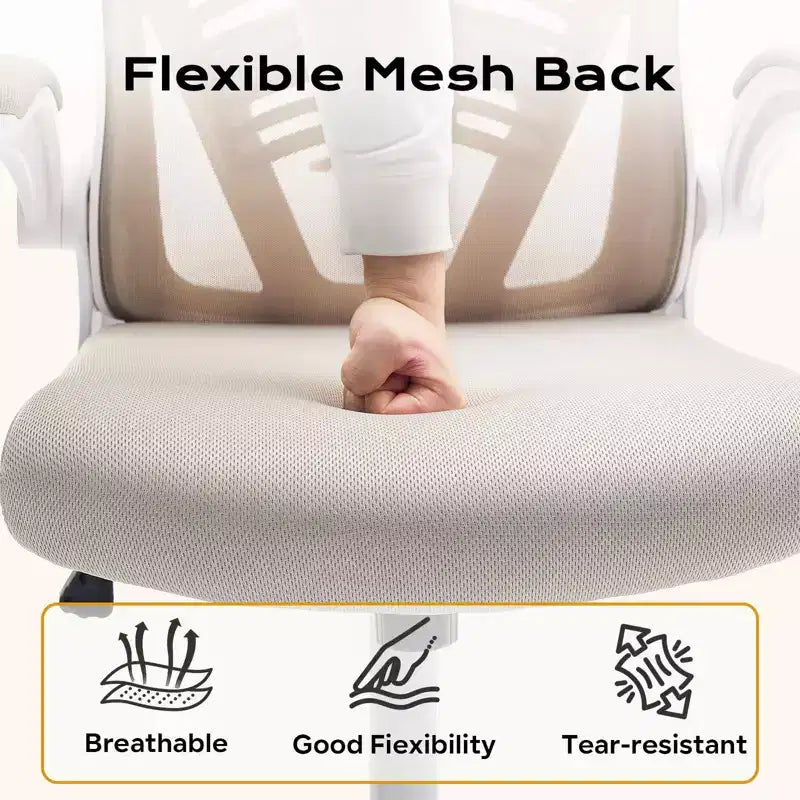 Ergonomic Office Chair  Flip-Up Armrests & Lumbar Support  Wide Seat Gaming Chair for Study/Bedroom/Home Office