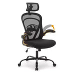 Ergonomic Office Chair  Flip-Up Armrests & Lumbar Support  Wide Seat Gaming Chair for Study/Bedroom/Home Office