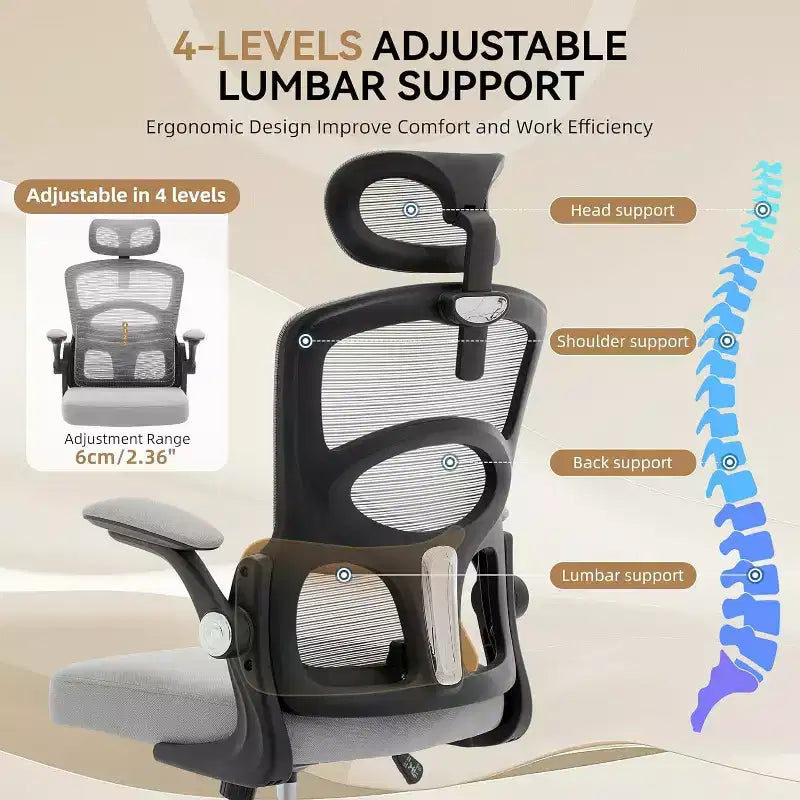 Ergonomic Office Chair High Back Mesh Computer Chair with Adjustable Headrest, Swivel Rolling Desk Chair for Home Office and Gaming Room