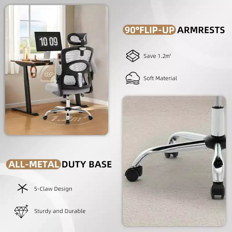 Ergonomic Office Chair High Back Mesh Computer Chair with Adjustable Headrest, Swivel Rolling Desk Chair for Home Office and Gaming Room