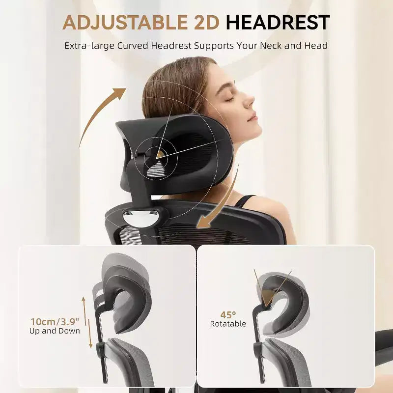 Ergonomic Office Chair High Back Mesh Computer Chair with Adjustable Headrest, Swivel Rolling Desk Chair for Home Office and Gaming Room