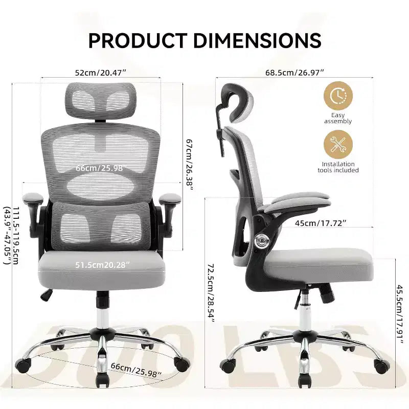 Ergonomic Office Chair High Back Mesh Computer Chair with Adjustable Headrest, Swivel Rolling Desk Chair for Home Office and Gaming Room