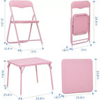 Acekool Metal Folding Card Table and 4 Chair Set, Pink Padded Folding Chairs with Cushion and Steel Frame, Square Foldable Table for Dining Room