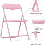 Acekool Metal Folding Card Table and 4 Chair Set, Pink Padded Folding Chairs with Cushion and Steel Frame, Square Foldable Table for Dining Room