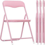 Acekool Metal Folding Card Table and 4 Chair Set, Pink Padded Folding Chairs with Cushion and Steel Frame, Square Foldable Table for Dining Room