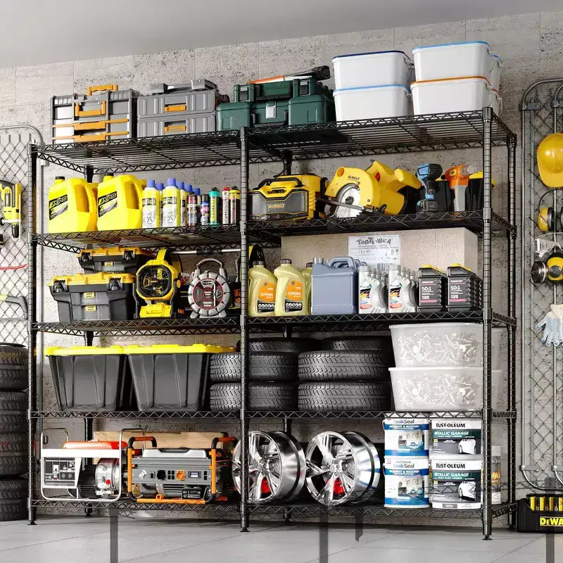 COZONY 4/5-Tier Heavy Duty Metal Shelving Unit, Adjustable Storage Shelves, Convertible Design, Garage, Kitchen, Warehouse