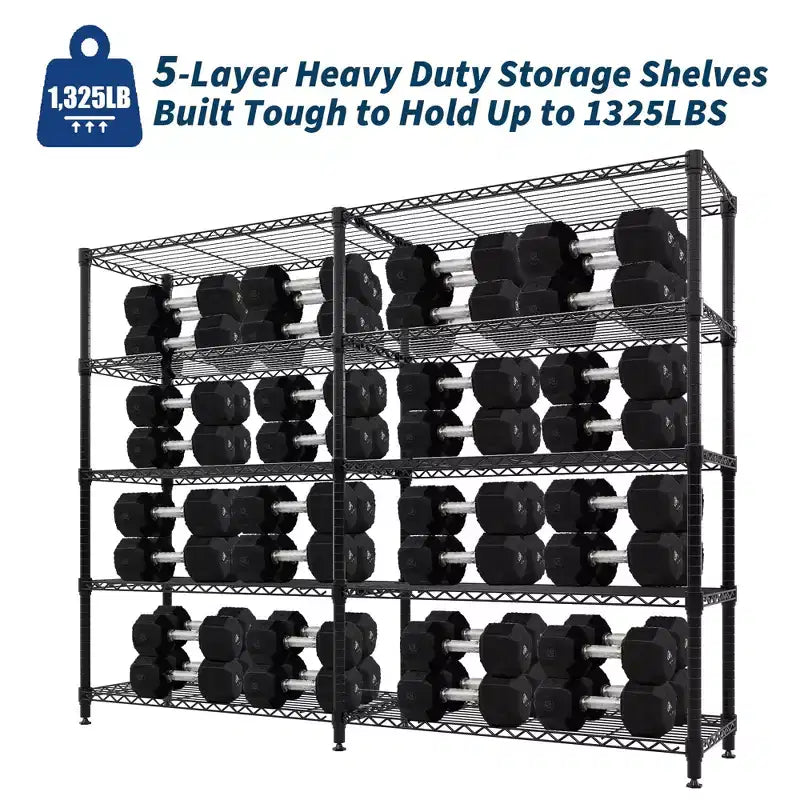 COZONY 4/5-Tier Heavy Duty Metal Shelving Unit, Adjustable Storage Shelves, Convertible Design, Garage, Kitchen, Warehouse