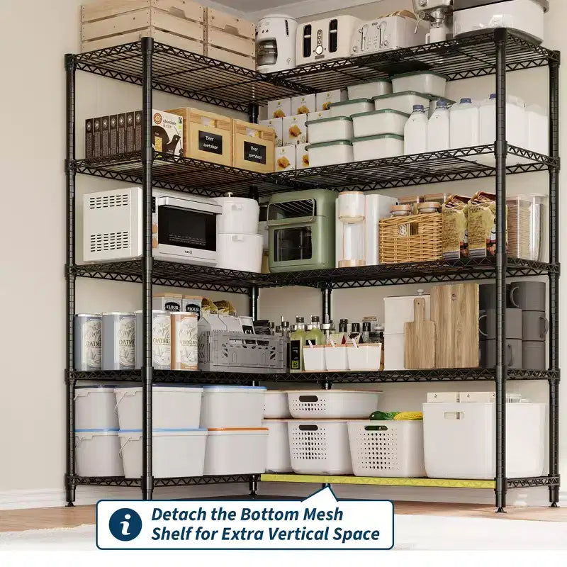 COZONY 4/5-Tier Heavy Duty Metal Shelving Unit, Adjustable Storage Shelves, Convertible Design, Garage, Kitchen, Warehouse