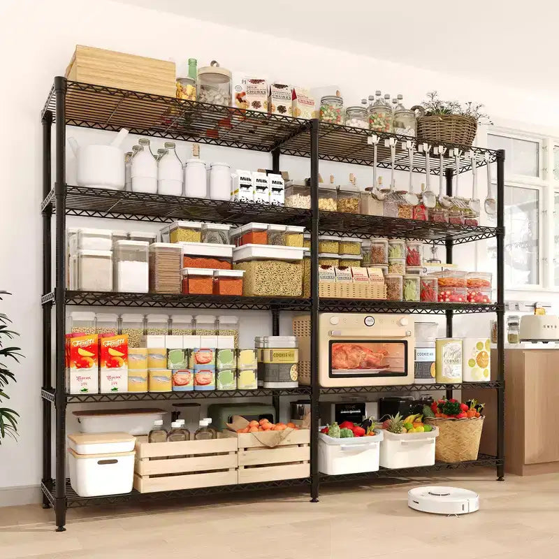 COZONY 4/5-Tier Heavy Duty Metal Shelving Unit, Adjustable Storage Shelves, Convertible Design, Garage, Kitchen, Warehouse
