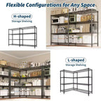 COZONY 4/5-Tier Heavy Duty Metal Shelving Unit, Adjustable Storage Shelves, Convertible Design, Garage, Kitchen, Warehouse
