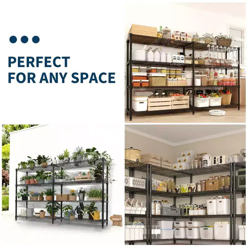 COZONY 4/5-Tier Heavy Duty Metal Shelving Unit, Adjustable Storage Shelves, Convertible Design, Garage, Kitchen, Warehouse