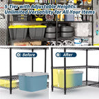 COZONY 4/5-Tier Heavy Duty Metal Shelving Unit, Adjustable Storage Shelves, Convertible Design, Garage, Kitchen, Warehouse
