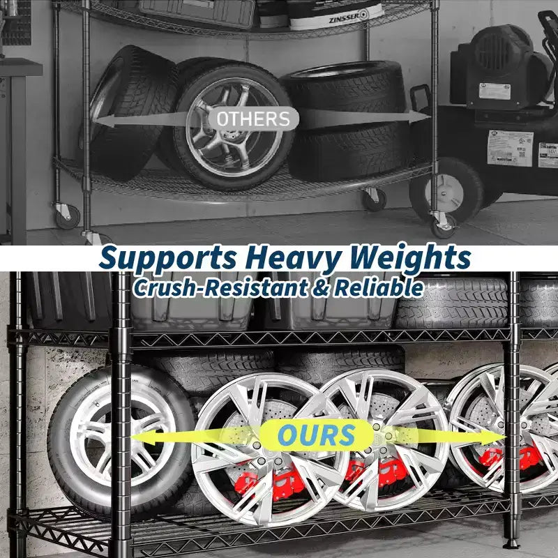 COZONY 4/5-Tier Heavy Duty Metal Shelving Unit, Adjustable Storage Shelves, Convertible Design, Garage, Kitchen, Warehouse